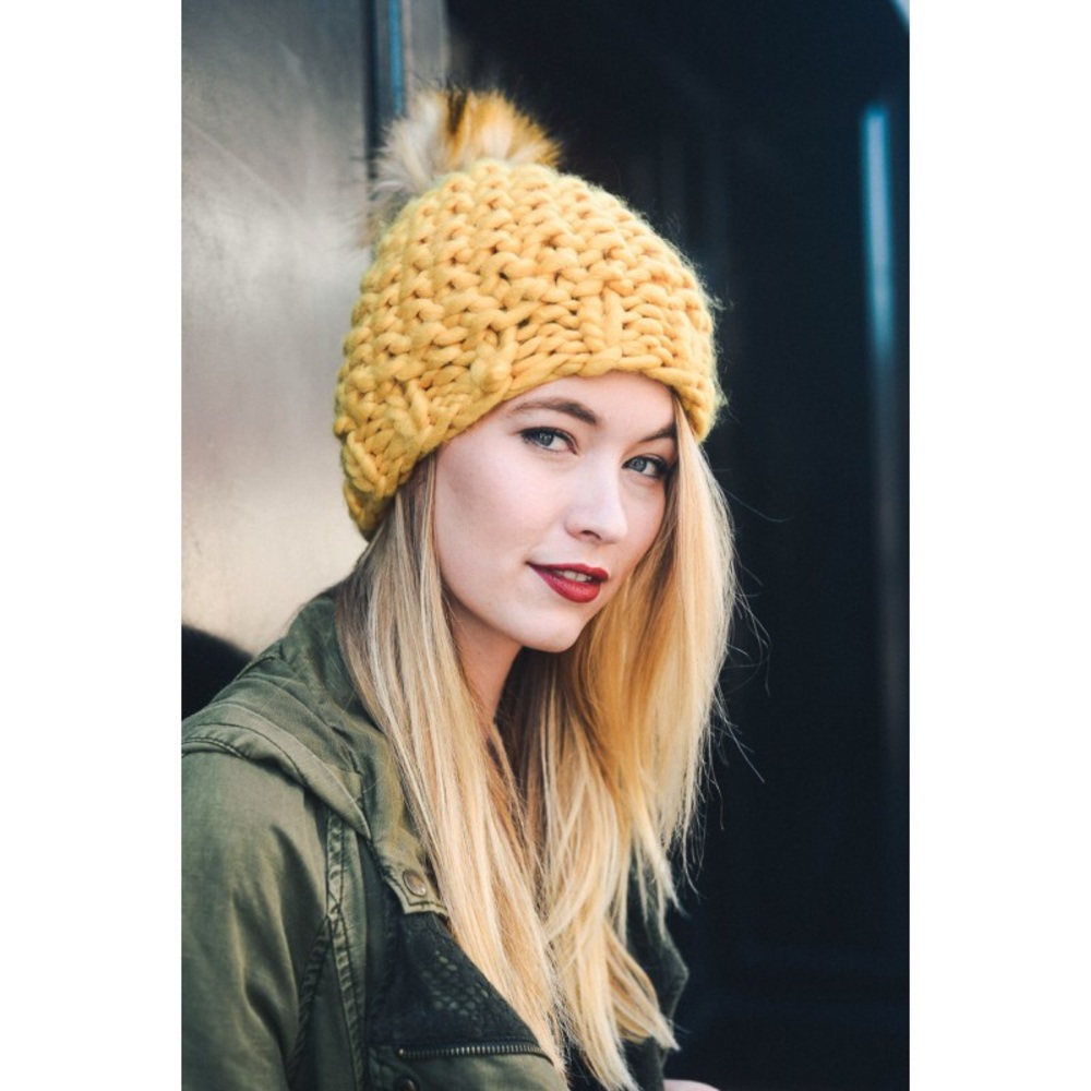 Oversized Chunky Pom Beanie